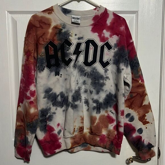 🔥🔥 Vintage AC/DC Tie-Dye Crewneck Sweatshirt - PERFECT No Flaws- Men Sz Sm - Picture 1 of 8